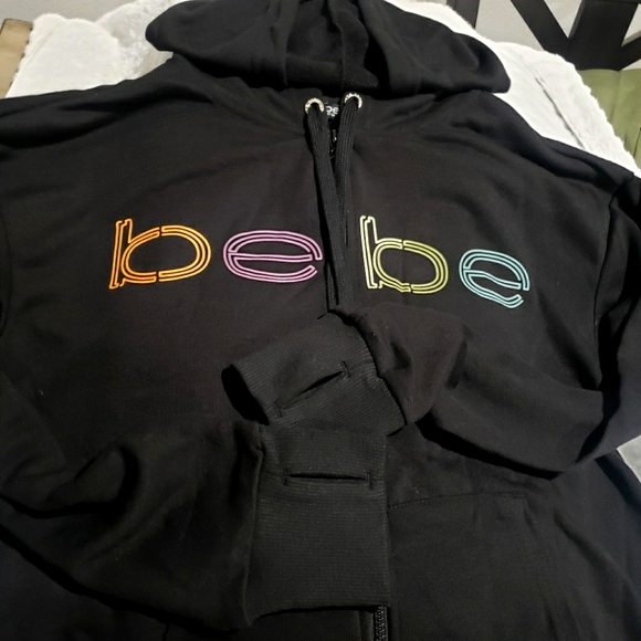 bebe black zip up hoodie